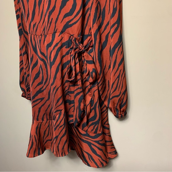 Express Rust Orange Zebra Print Ruffle Dress - Picture 6 of 10